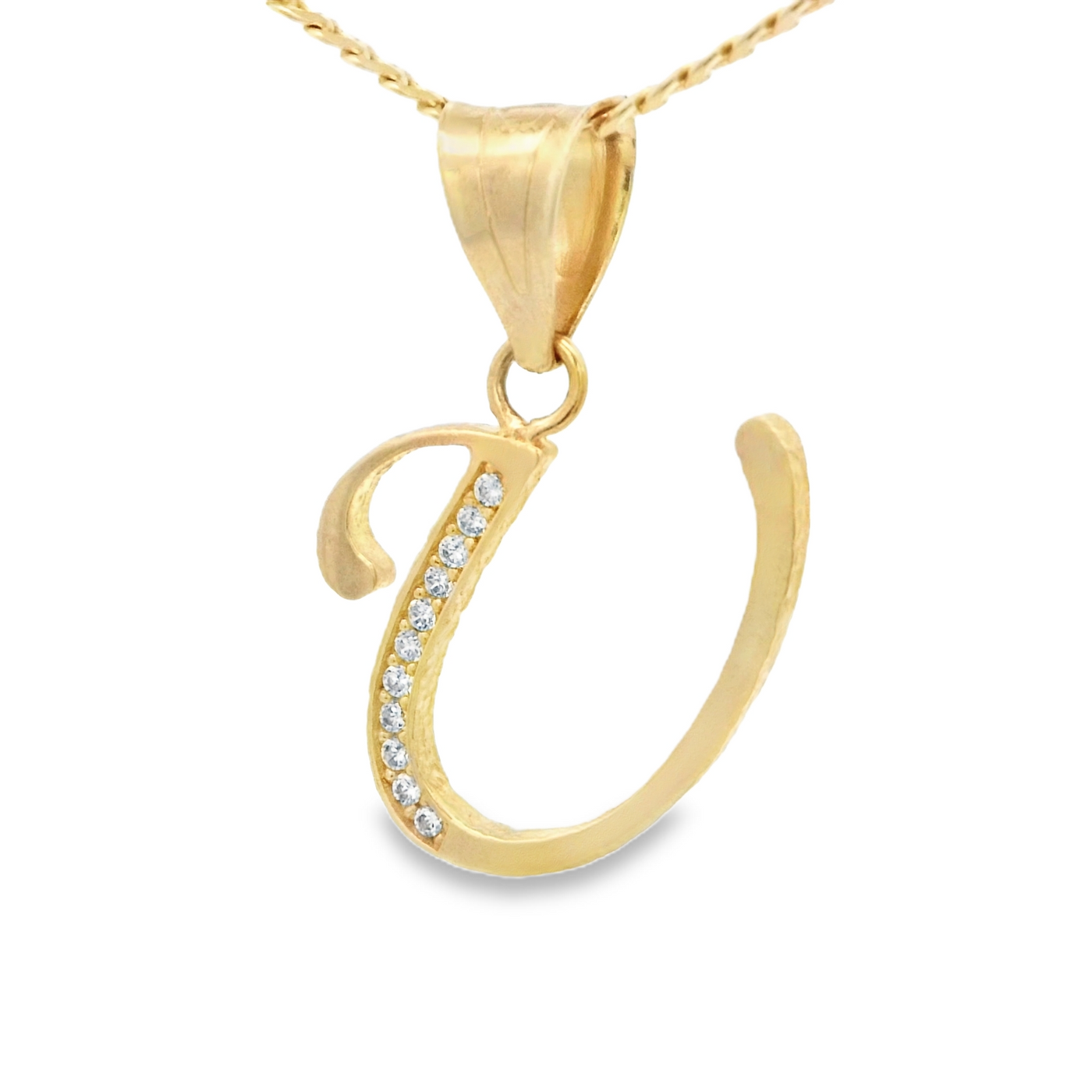 PENDANT 14K CZ LETTER U