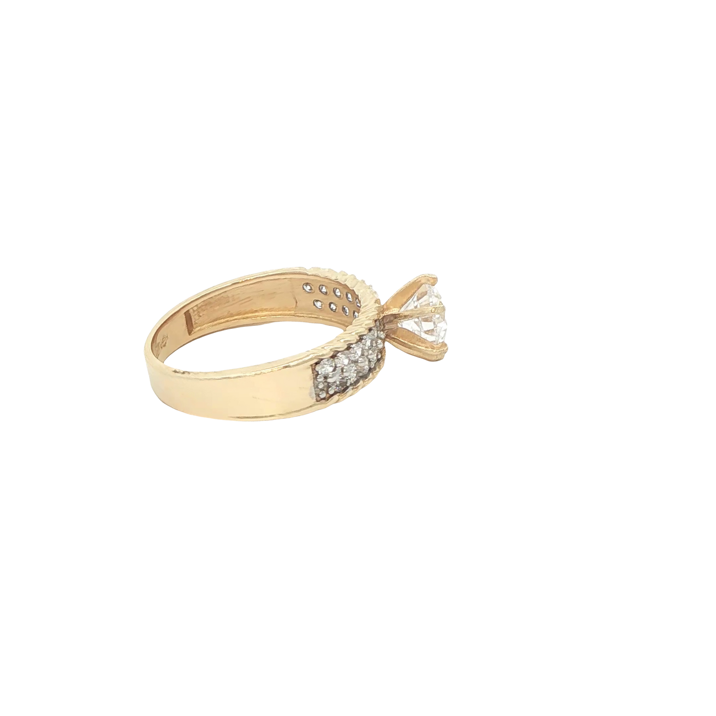 14 KARAT RING SIZE 7.5 WEIGHT: 3.5G : 4.9MM CZ SOL