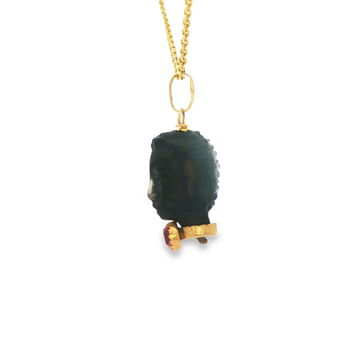 14K Azabache Head red stone