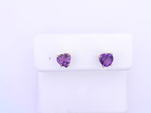 14 KARAT STUD EARRINGS WEIGHT: 0.7 : CZ PURPLE HEA