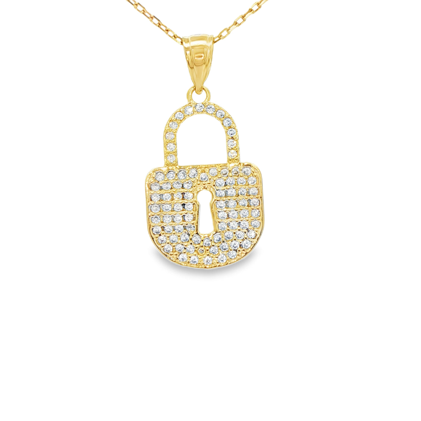PENDANT 14K LOCK CZ LOCK WITH KEY HOLE