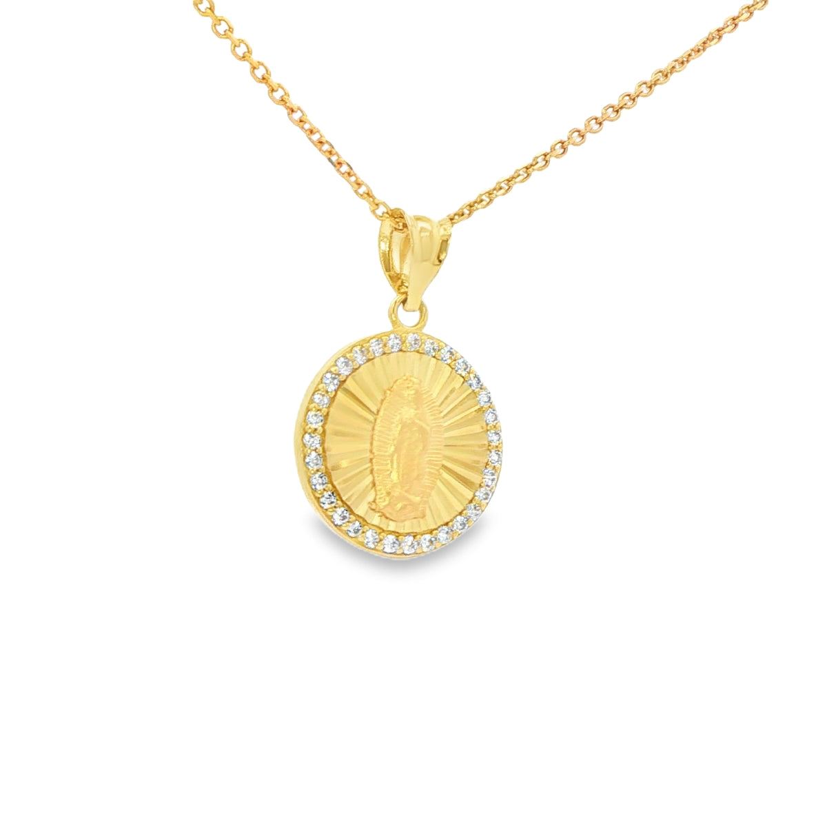 14 KARAT CHARM CZ ROUND SUNBURST  GUADALUPE