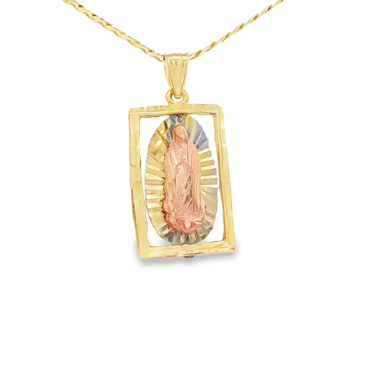 PENDANT 14K 2.7G GUADALUPE 3TONE RECTANGLE