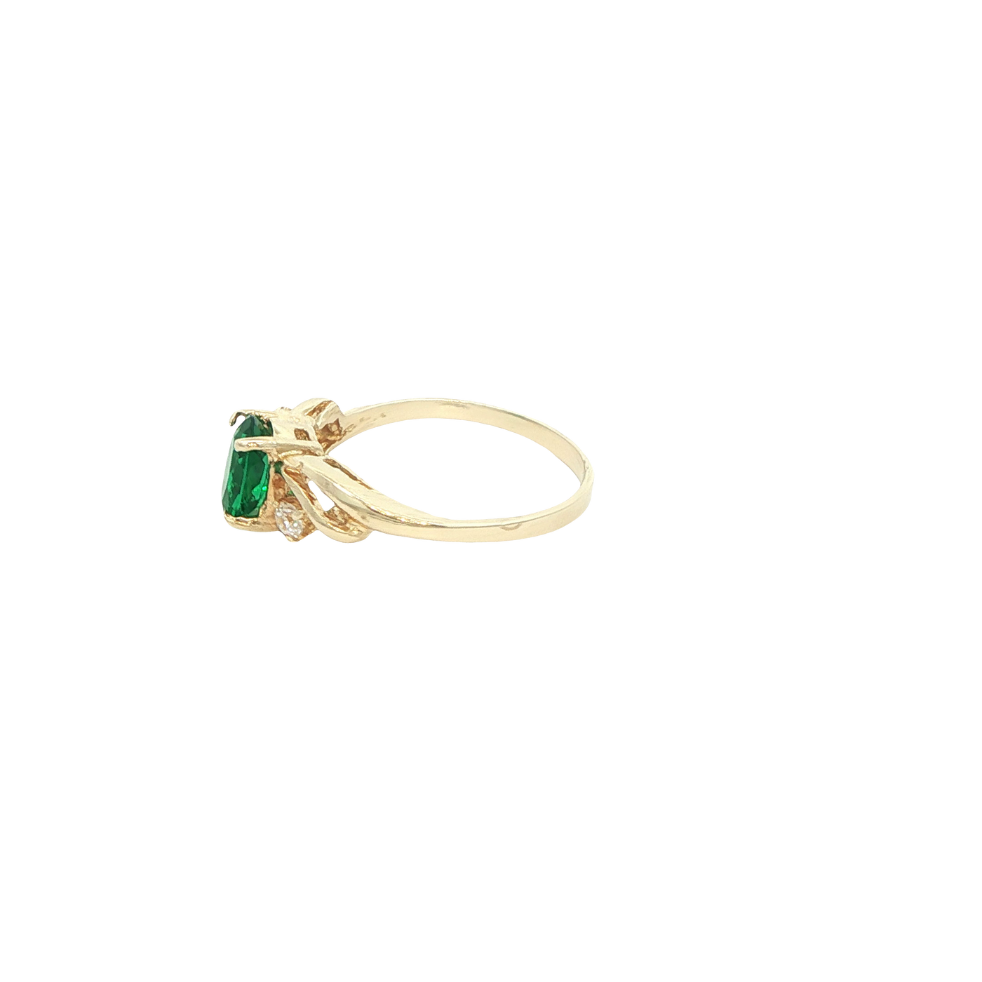 14 KARAT RING SIZE 4.5 WEIGHT: 1.4G : CZ GREEN OVA