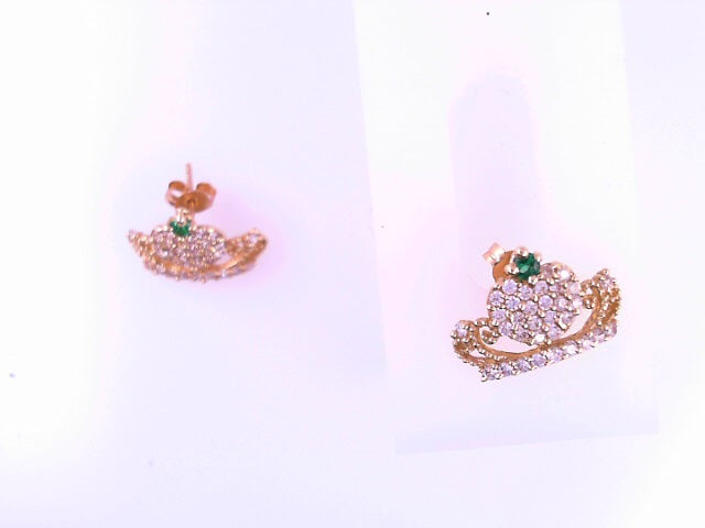 EARRINGS 10KE 2.4G CZ CRWN Y-G-W