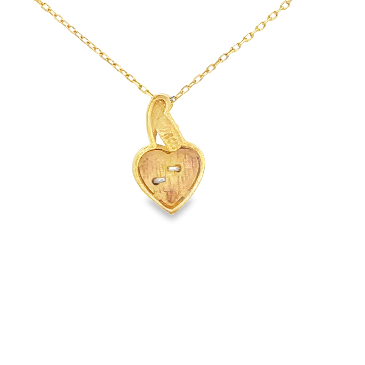 14K QUINCEANERA 15 THREE TONE PENDANT HEART CZ
