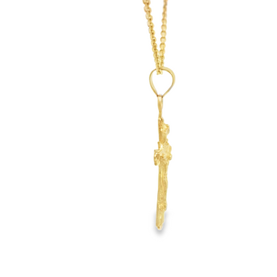 14 KARAT CHARM CRUCIFIX DC LINE MILIGRAIN POINTED END
