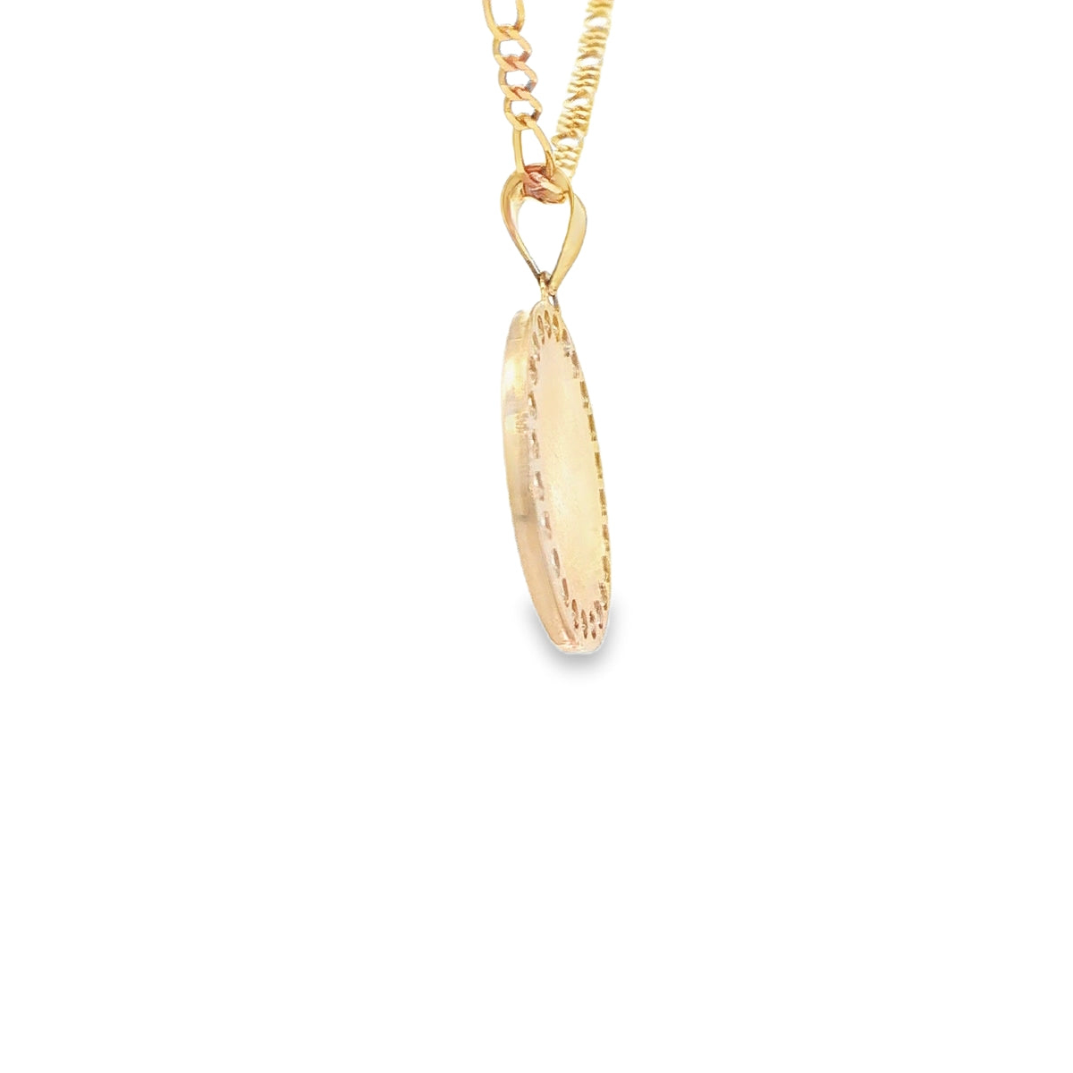 PENDANT 14K SAINT CZ ST BARBARA ROUND