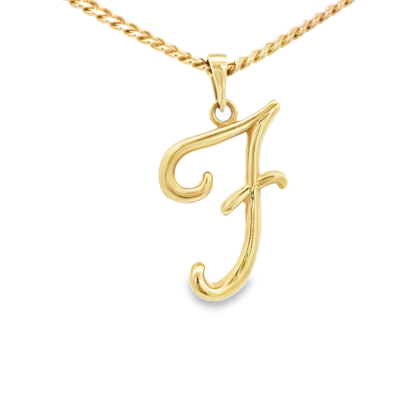 PENDANT 14K LETTER F SCRIPT POLISHED