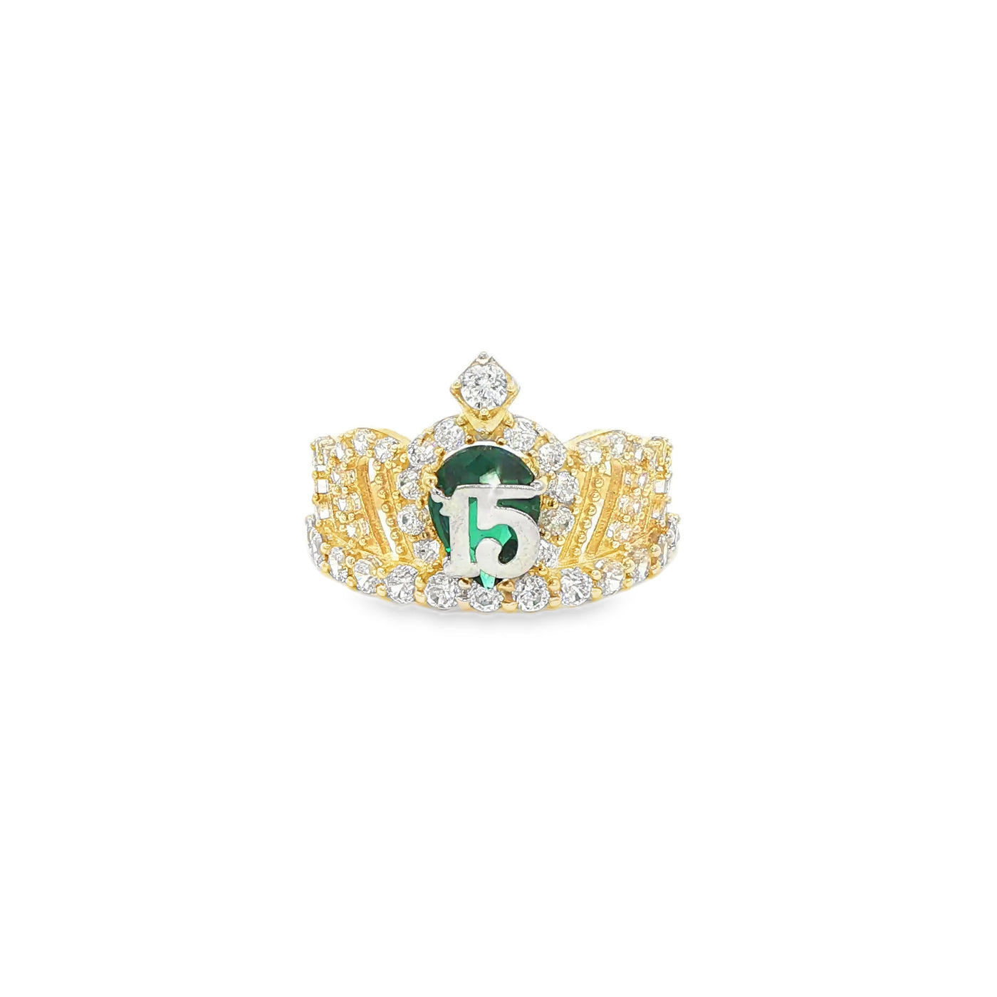 14 KARAT RING SIZE 7.5 WEIGHT: 3.8G : CZ QUINCE 15