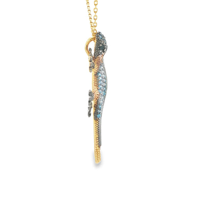 14KP 3.2G LIZARD CZ LIZARD SLIDE CLEAR AND BLUE