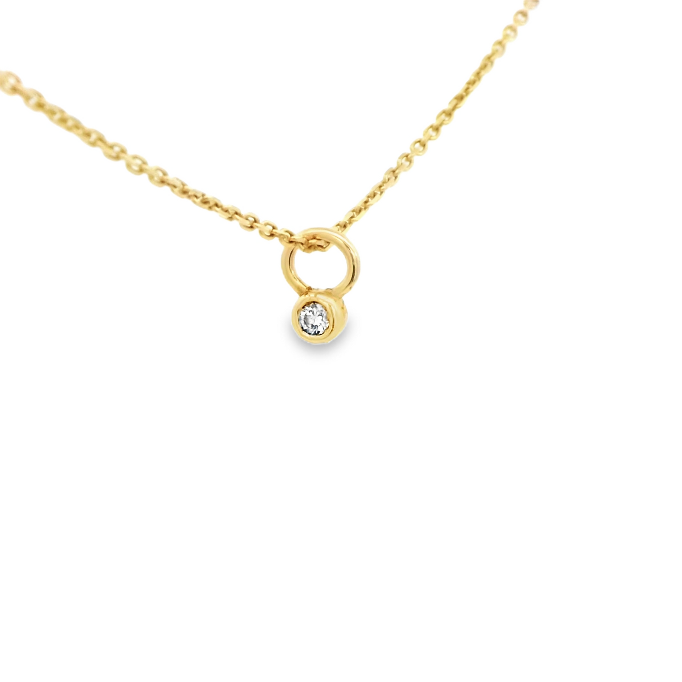 PENDANT 14KP  DIAM ROUND BEZZLE DANGLE