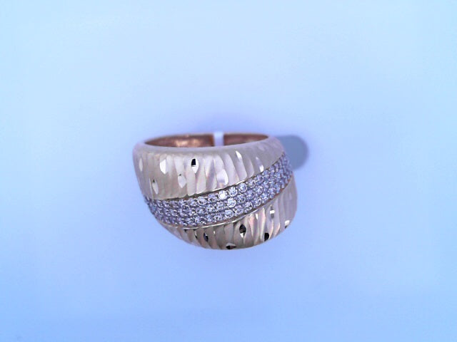 RING 14KR 6.7G #73/4 CZ DC TEXTURED