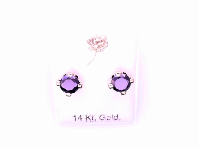 14 KARAT STUD EARRINGS WEIGHT: 0.8G : 5MM CZ CLEAR