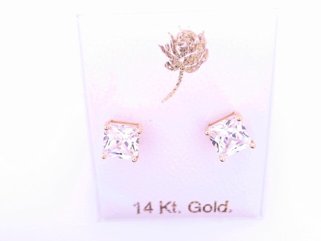 14 KARAT STUD EARRINGS WEIGHT: 0.8G : 5MM CZ CLEAR