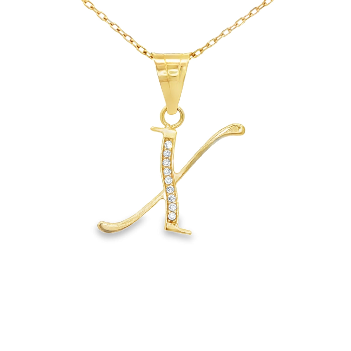 PENDANT 14K Letter X CZ Italian