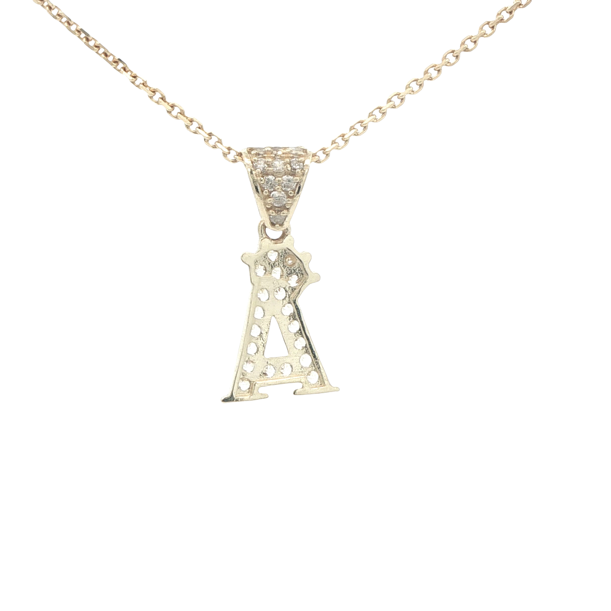 14 KARAT CHARM CZ LETTER A WITH CROWN