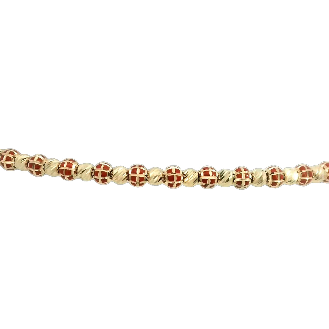 BRACELET 14KB 6.7G BEAD FLEX RED ENAMEL MOON SWIRL