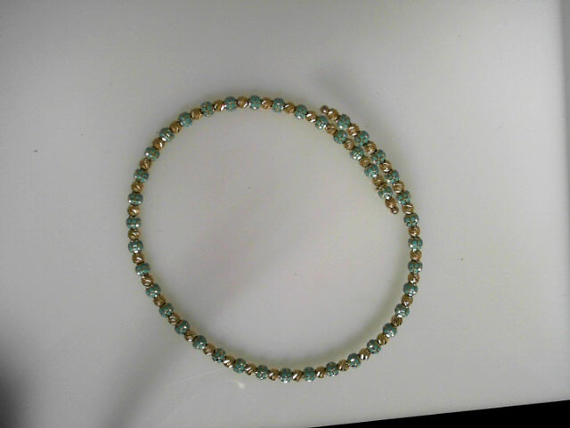 BRACELET 14KB 6.7G BEAD FLEX TURQUISE ENAMEL MOON