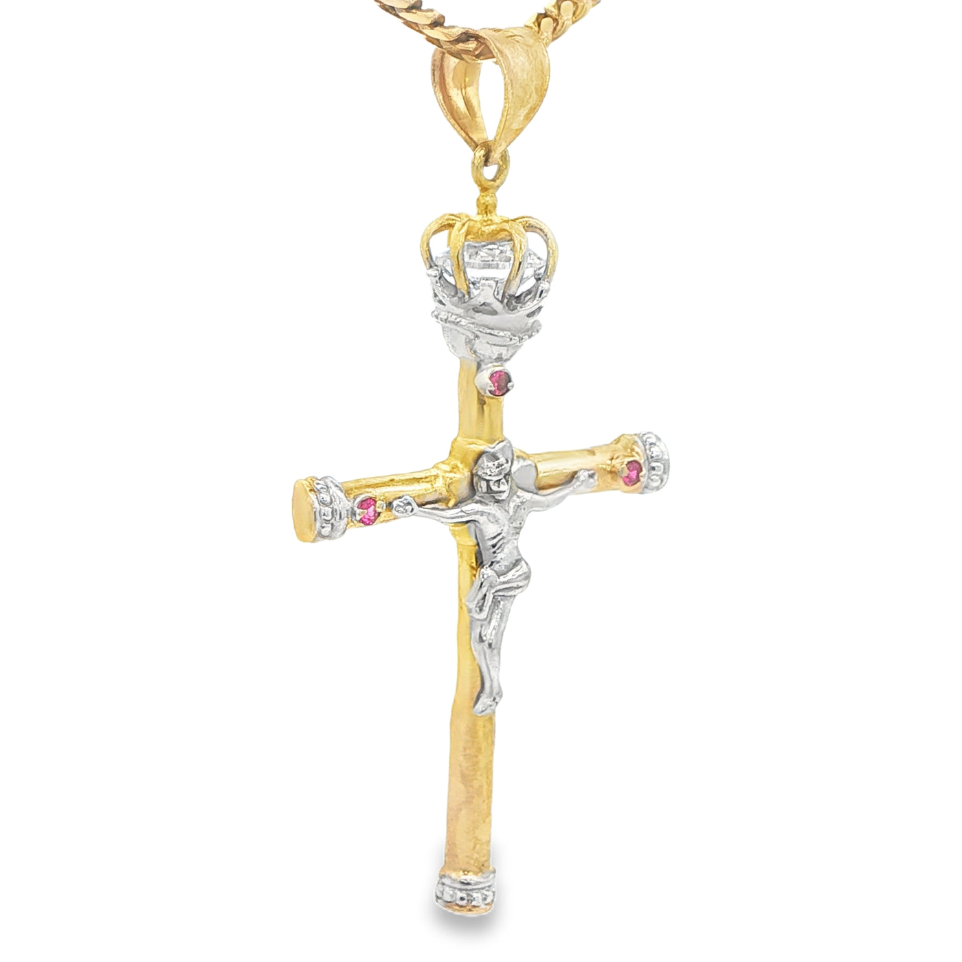 14KP 6.7G JESUS CZ CROWN RED 2TONE