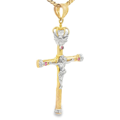 14KP 6.7G JESUS CZ CROWN RED 2TONE