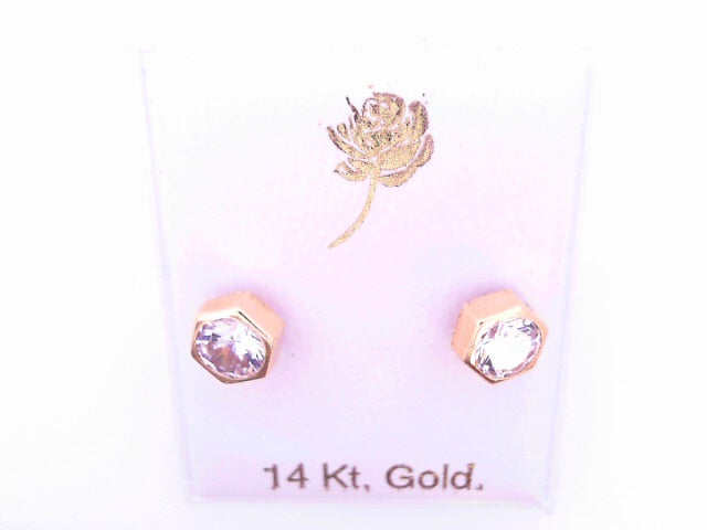 14 KARAT STUD EARRINGS WEIGHT: 0.7G : 5MM CZ CLEAR
