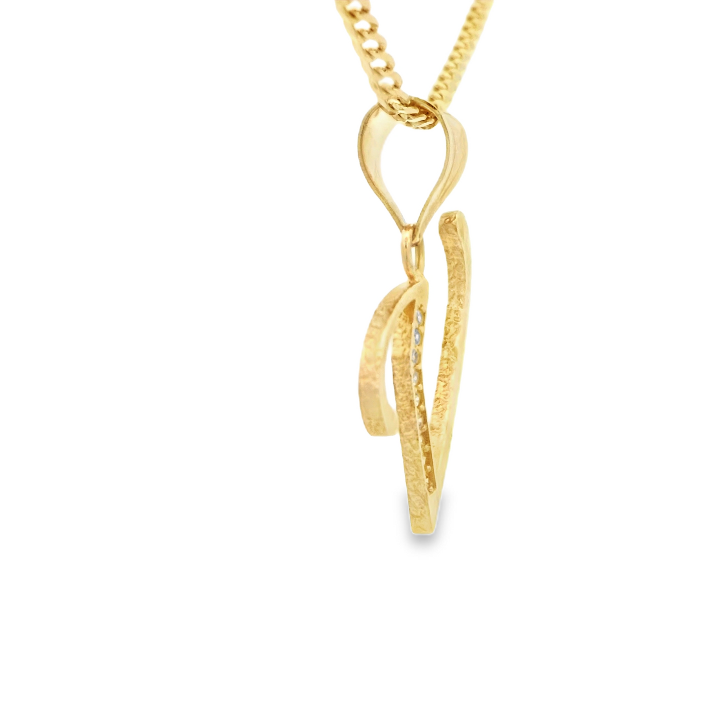PENDANT 14K Letter V CZ Italian