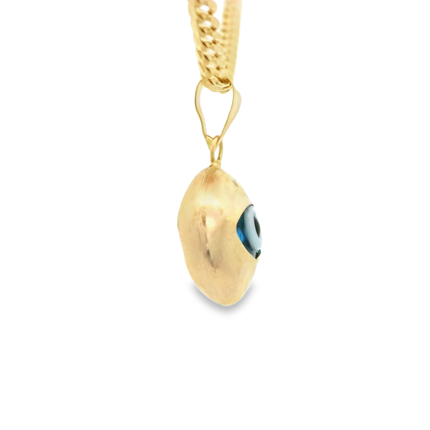 PENDANT 14K EVIL EYE BLUE OVAL POLISHED