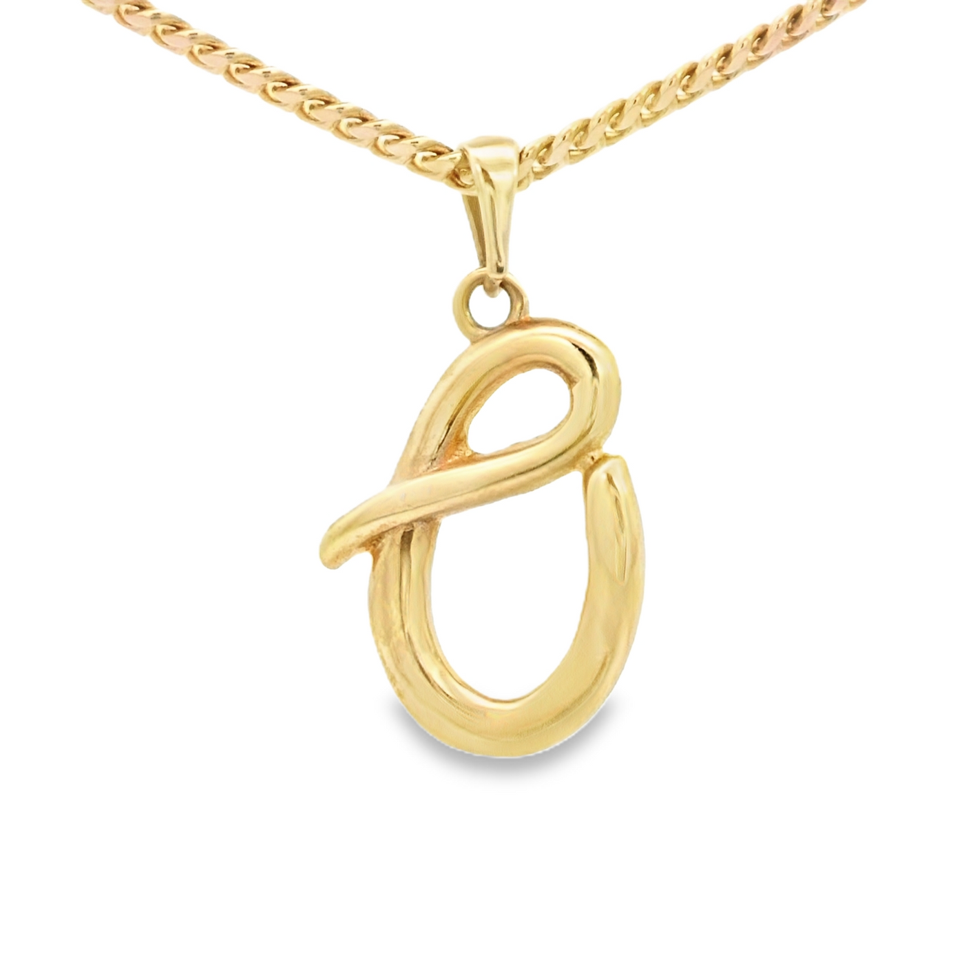 PENDANT 14K LETTER O SCRIPT POLISHED
