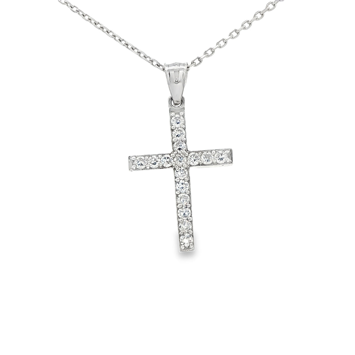 14K PENDENT WHITE  CROSS CZ