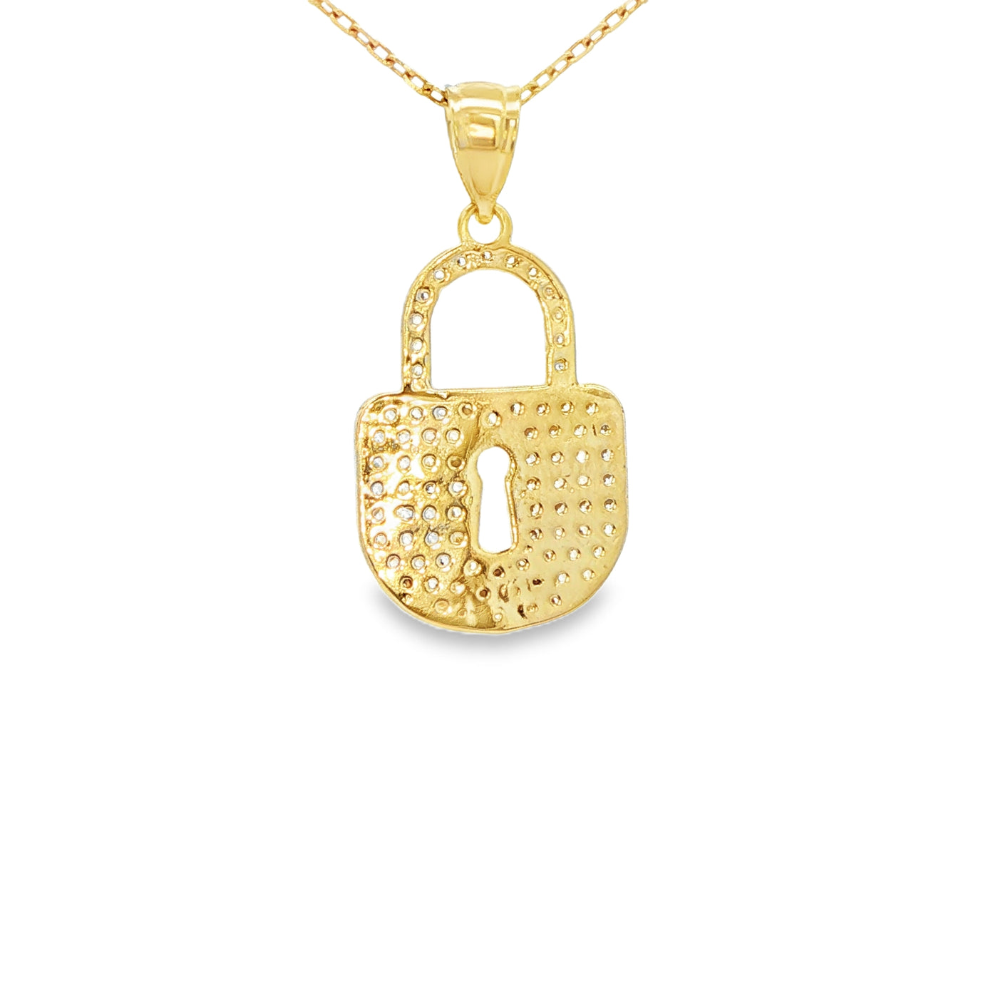 PENDANT 14K LOCK CZ LOCK WITH KEY HOLE