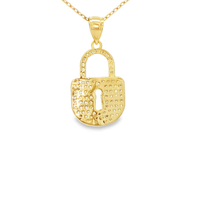 PENDANT 14K LOCK CZ LOCK WITH KEY HOLE