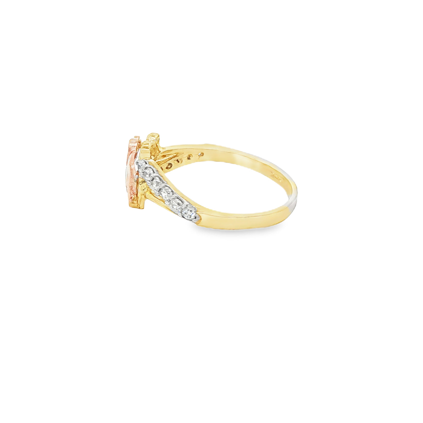 14 KARAT RING SIZE 7.5 WEIGHT: 2.1G : CZ ROSE ELEF