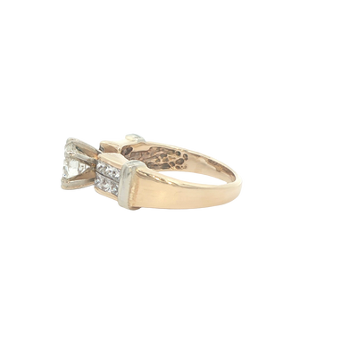 RING 14K #7 GIA CERTIFICATE DIAMOND ROUND   CHANNEL SET PRINCESS