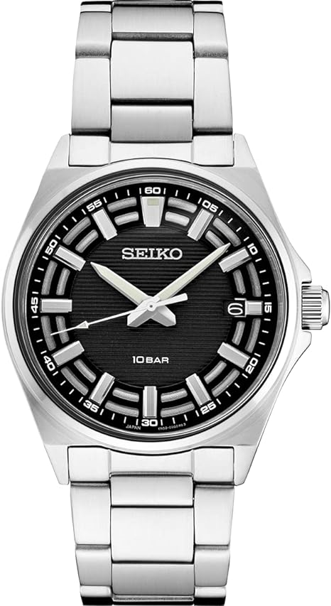 SEIKO BLACK DIAL STEEL SUR505 ESSENTIAL