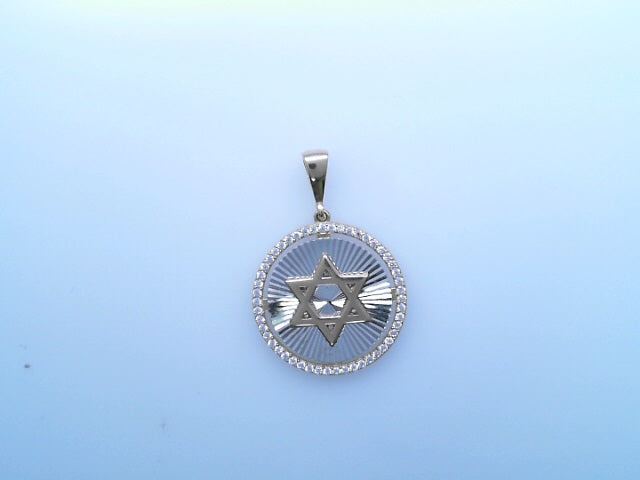 14K PENDENT  2.4G MEDALLION CZ STAR OF DAVID SUNBU