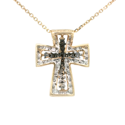 14K PENDANT CROSS CHAMPAGNE DIAMONDS