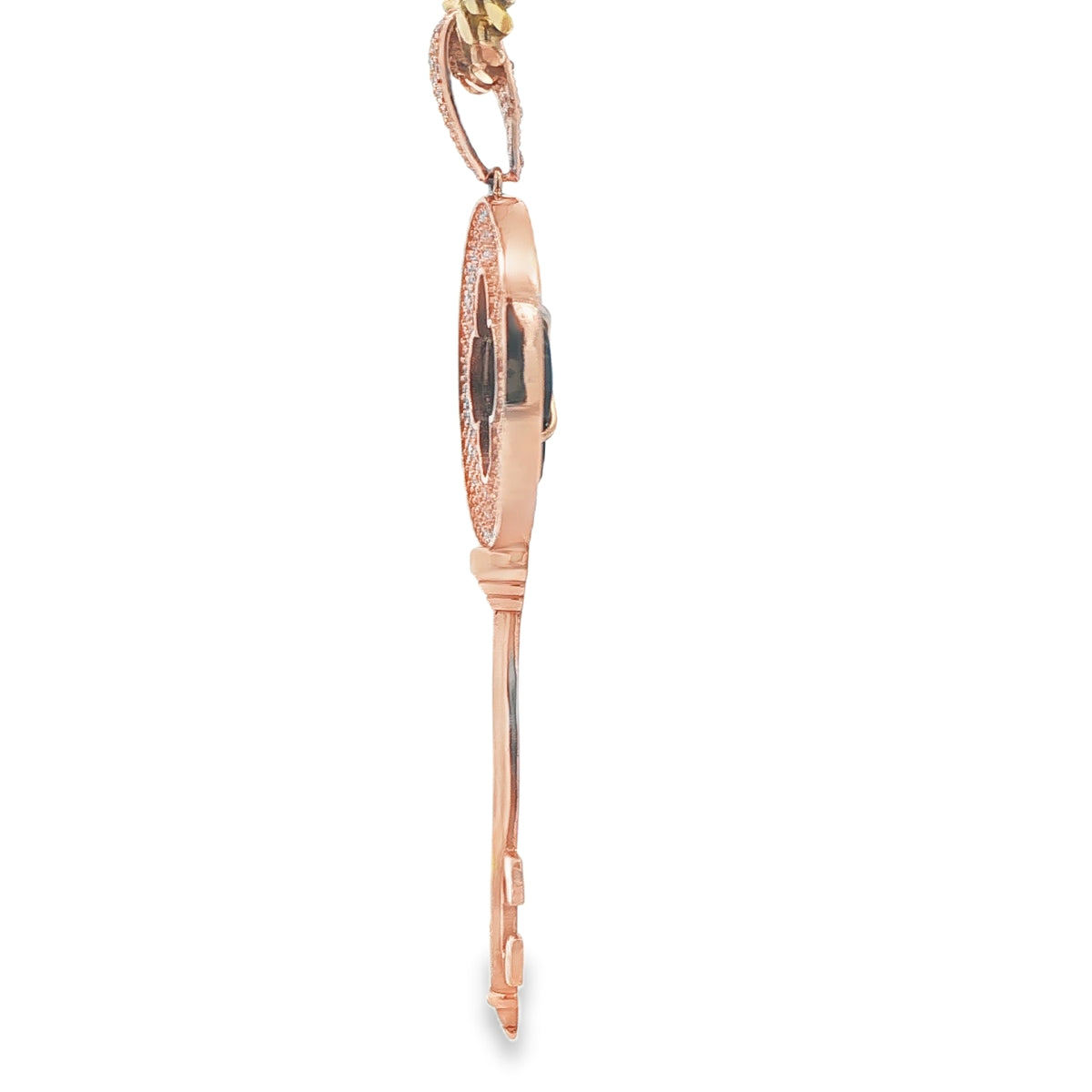 14K KEY CZ CLOVER ROSE GOLD