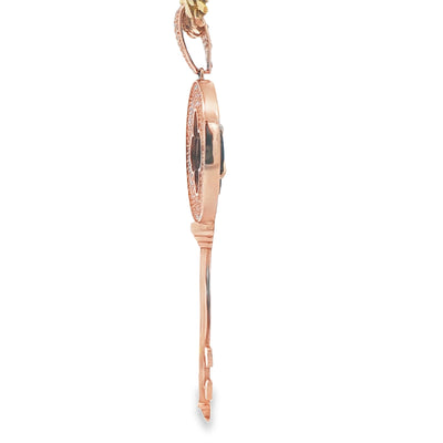 14K KEY CZ CLOVER ROSE GOLD
