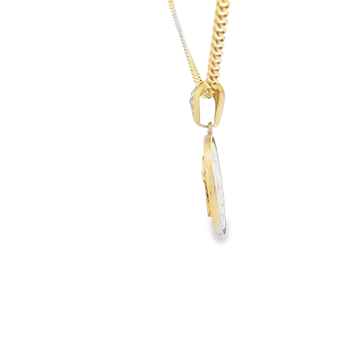 PENDANT 14K 2.3G MEDALLION CZ CROSS ROUND MEDALLIO