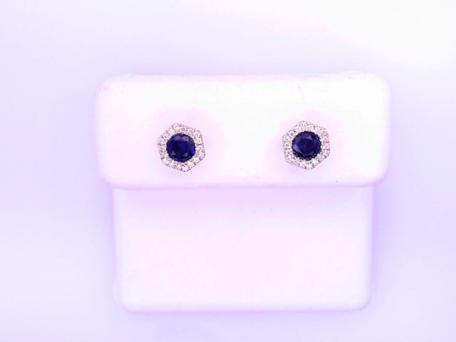 14 KARAT STUD EARRINGS WEIGHT: 1.4G : D 0.10CT BLU