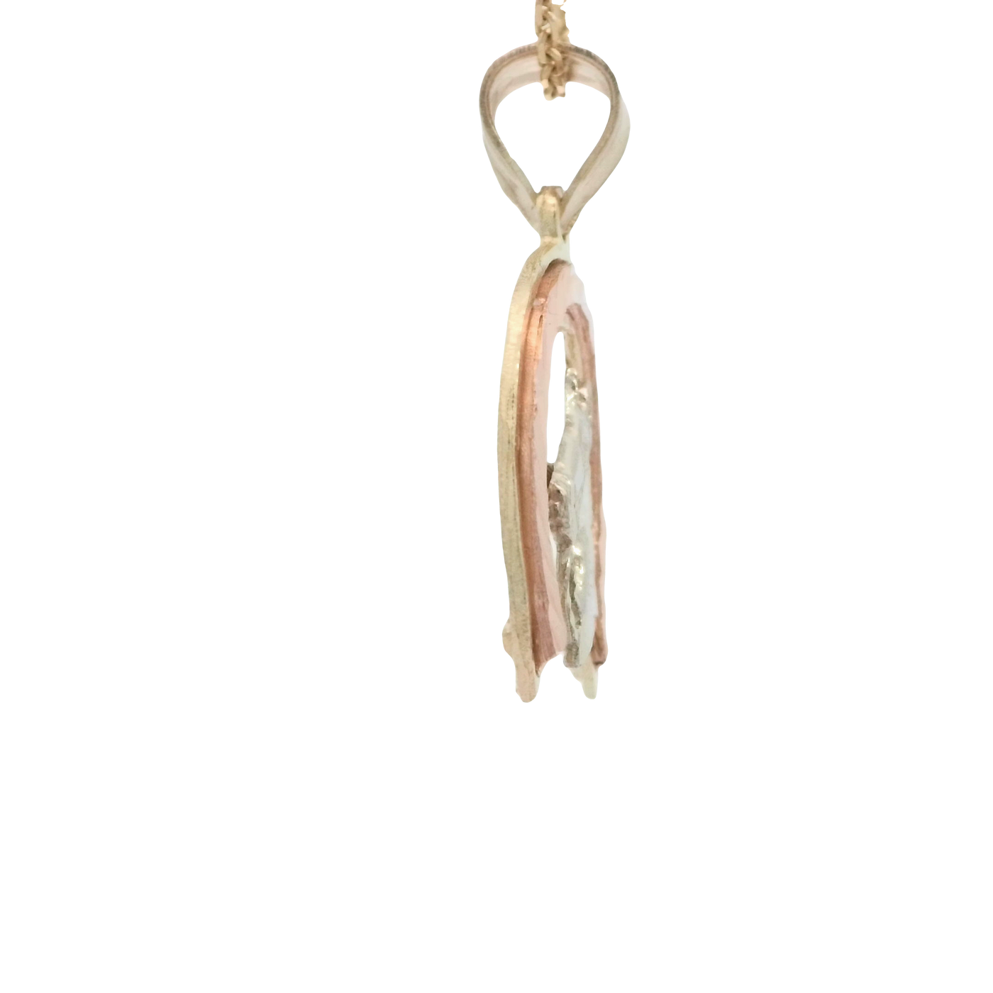 14K  PENDENT  2.5G HORSESHOE HORS CENTER DC 2TONE