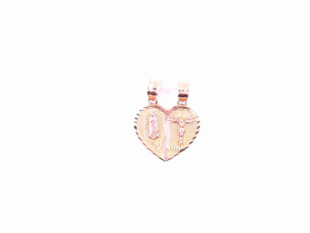 PENDANT 14K 1.6G SPLIT MILAGROSA Y JESUS HEART