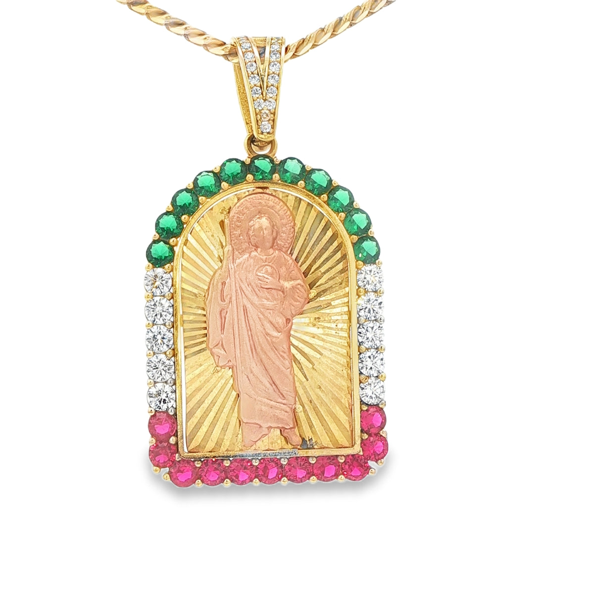 14KP 7.7G SAINT CZ ST JUDE PLAQUE MULT COLOR