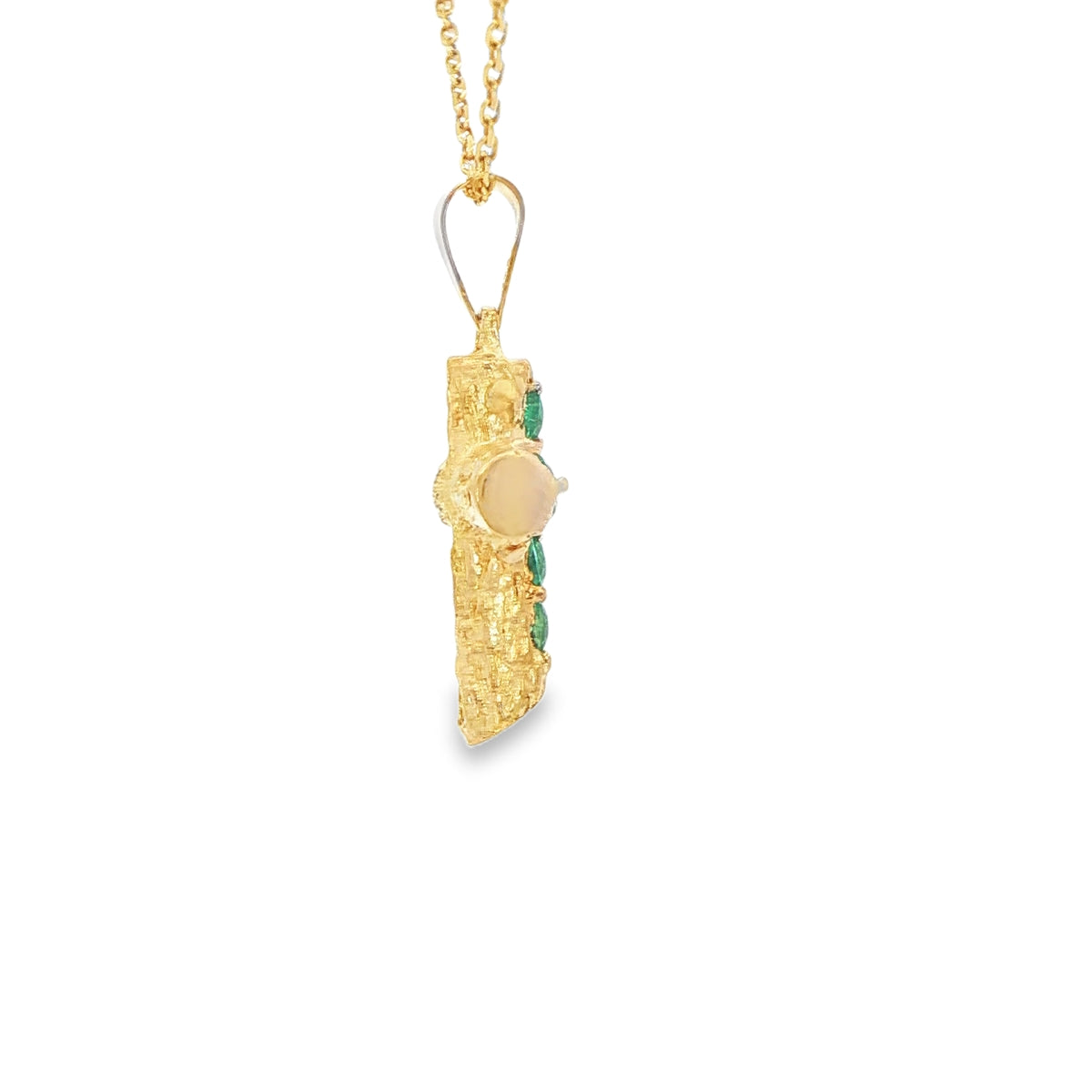 18 Karat Cross Pendant Natural Emerald