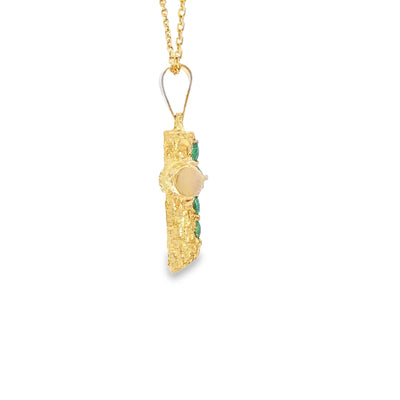 18 Karat Cross Pendant Natural Emerald