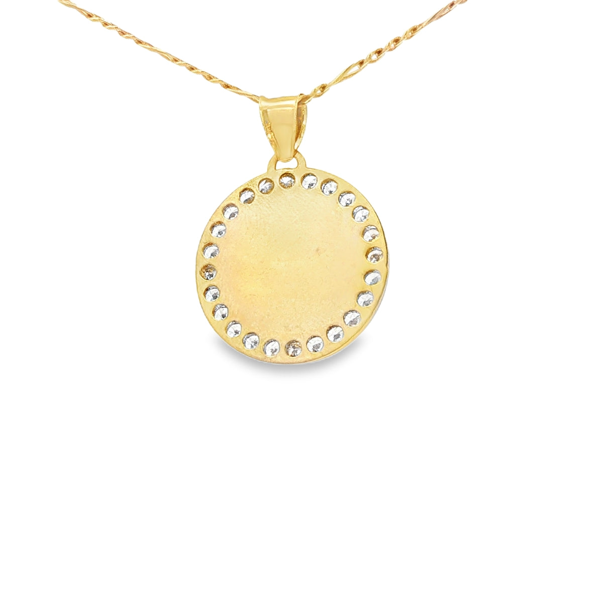 PENDANT 14K SAINT CZ ST BARBARA ROUND