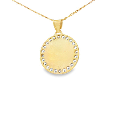 PENDANT 14K SAINT CZ ST BARBARA ROUND