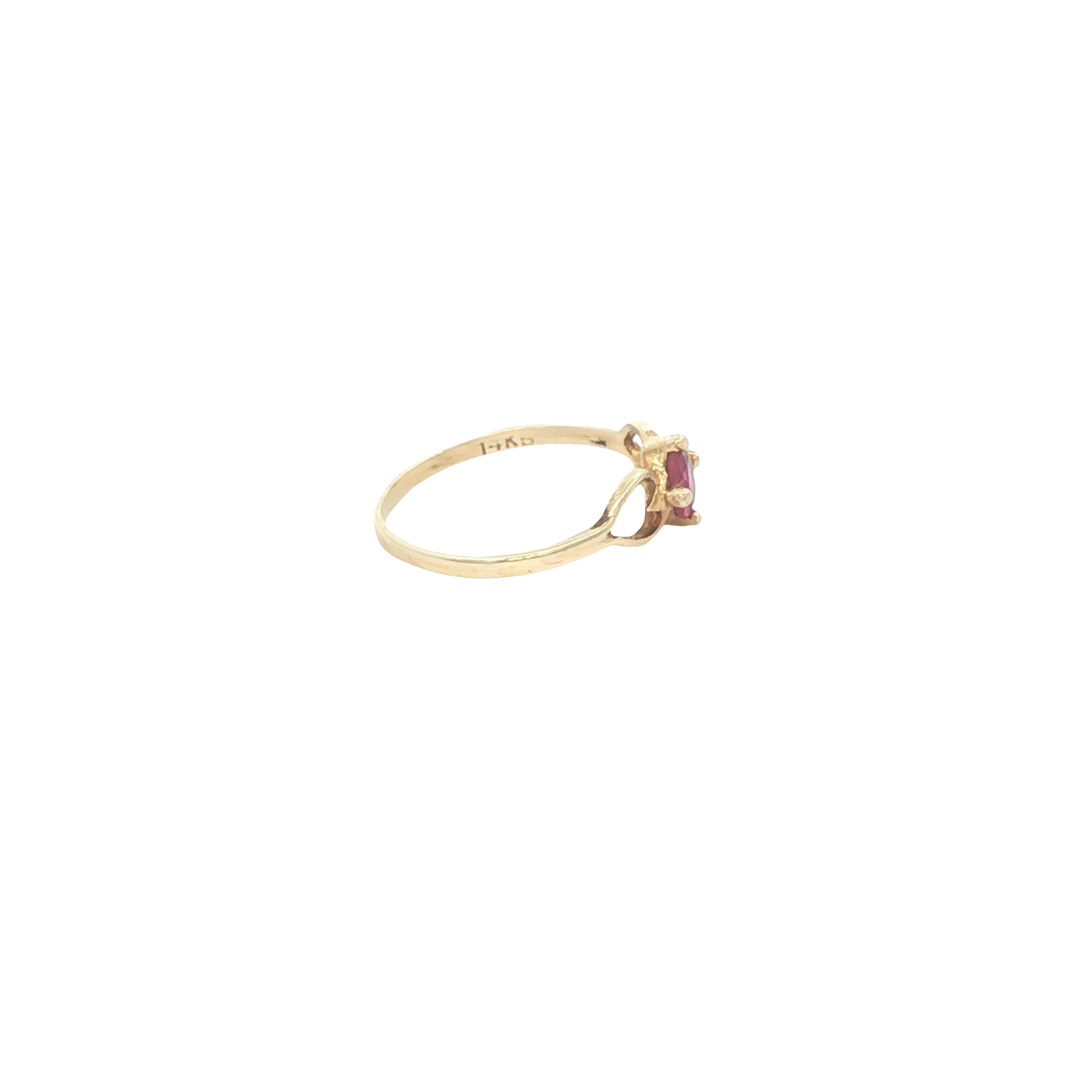 14 KARAT RING SIZE 2.75 WEIGHT: 0.7G : CZ RED ROUN