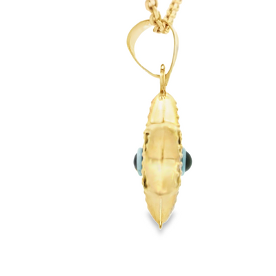 PENDANT 14K EVIL EYE BLUE STAR MILIGRAIN